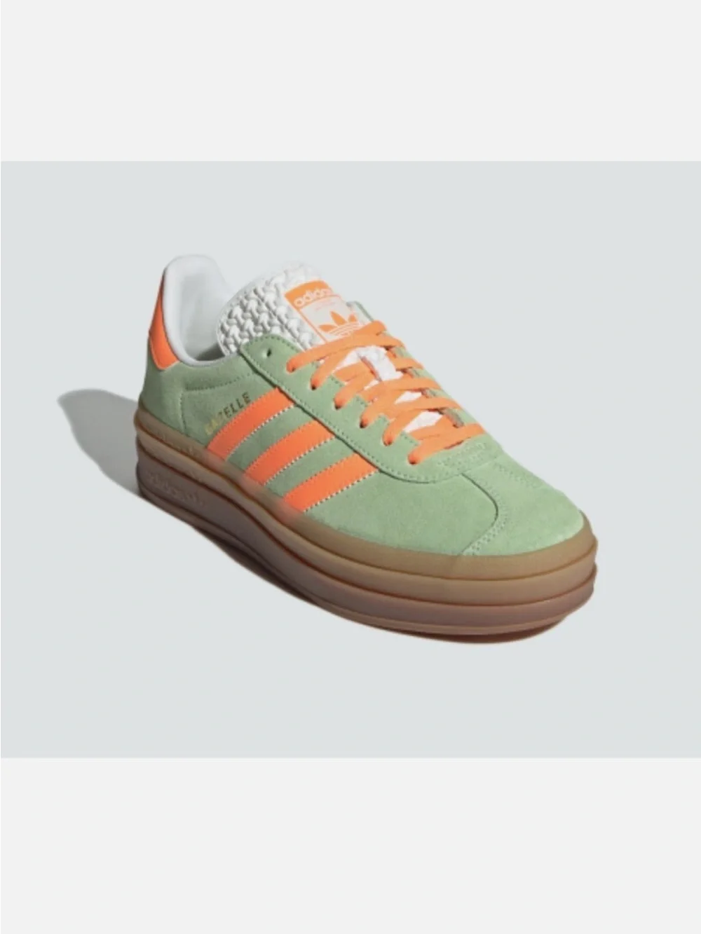 Adidas Men's Green Suede Sneakers with Neon Orange Stripes